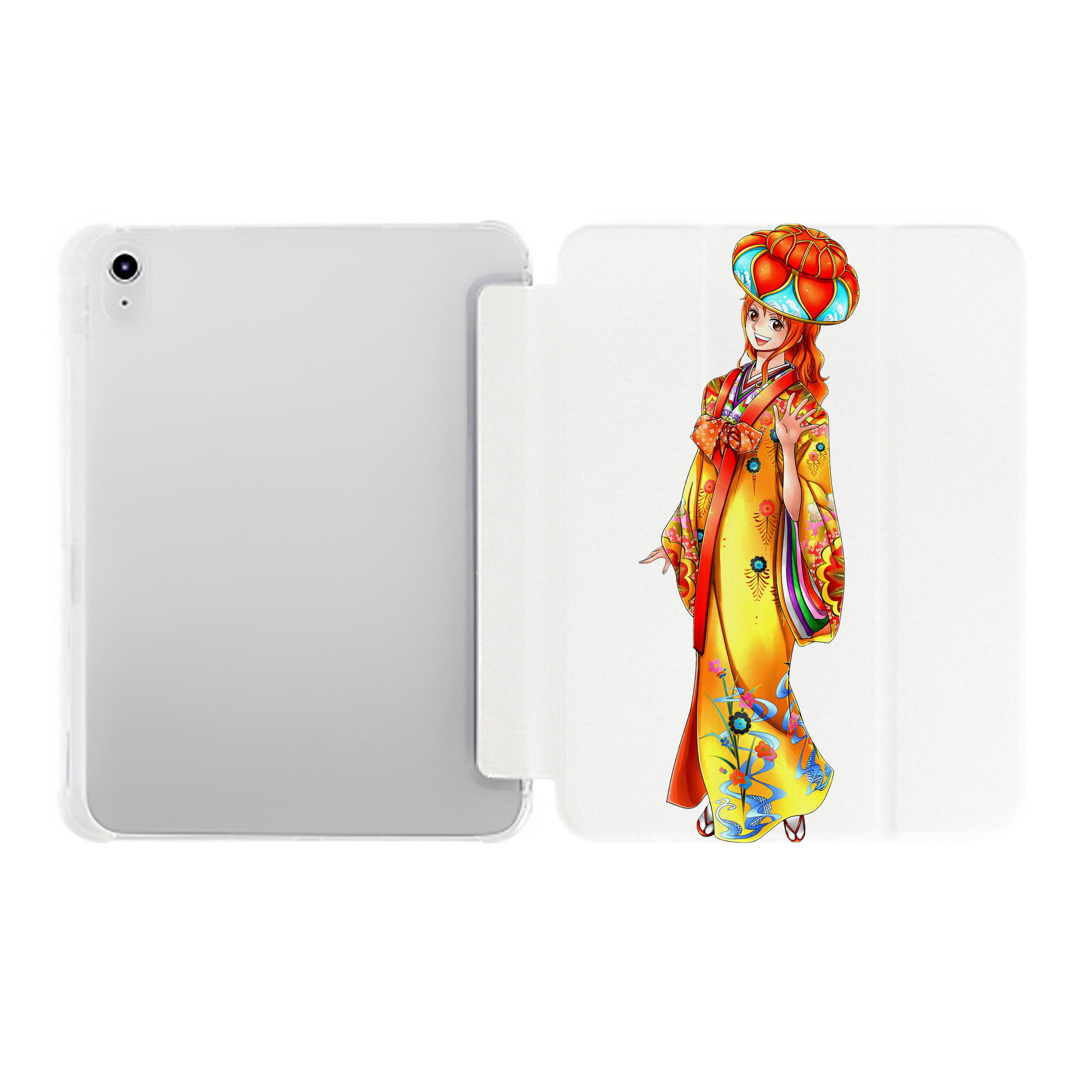 （画像用） ワンピース ナミ ONE PIECE Nami IPad ケース ペン収納付き 三つ折りスタンド PUレザー×シリコン 対応機種9.5/10.5/10.9インチ